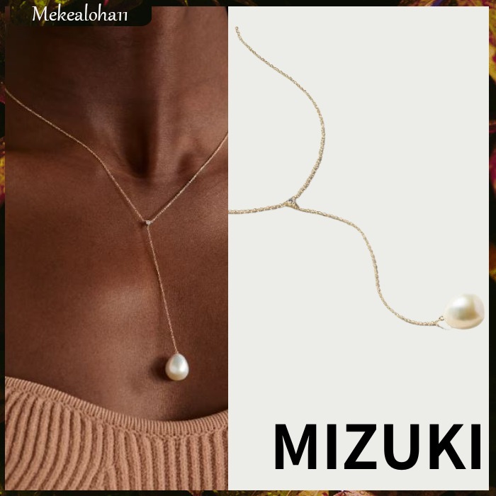 Mizuki☆14Kゴールド、パール、ダイヤモンドのネックレス