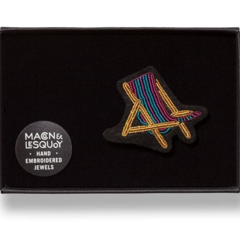 ☆パリ発☆【MACON&LESQUOY】手刺繍ブローチ≪ビーチの椅子≫