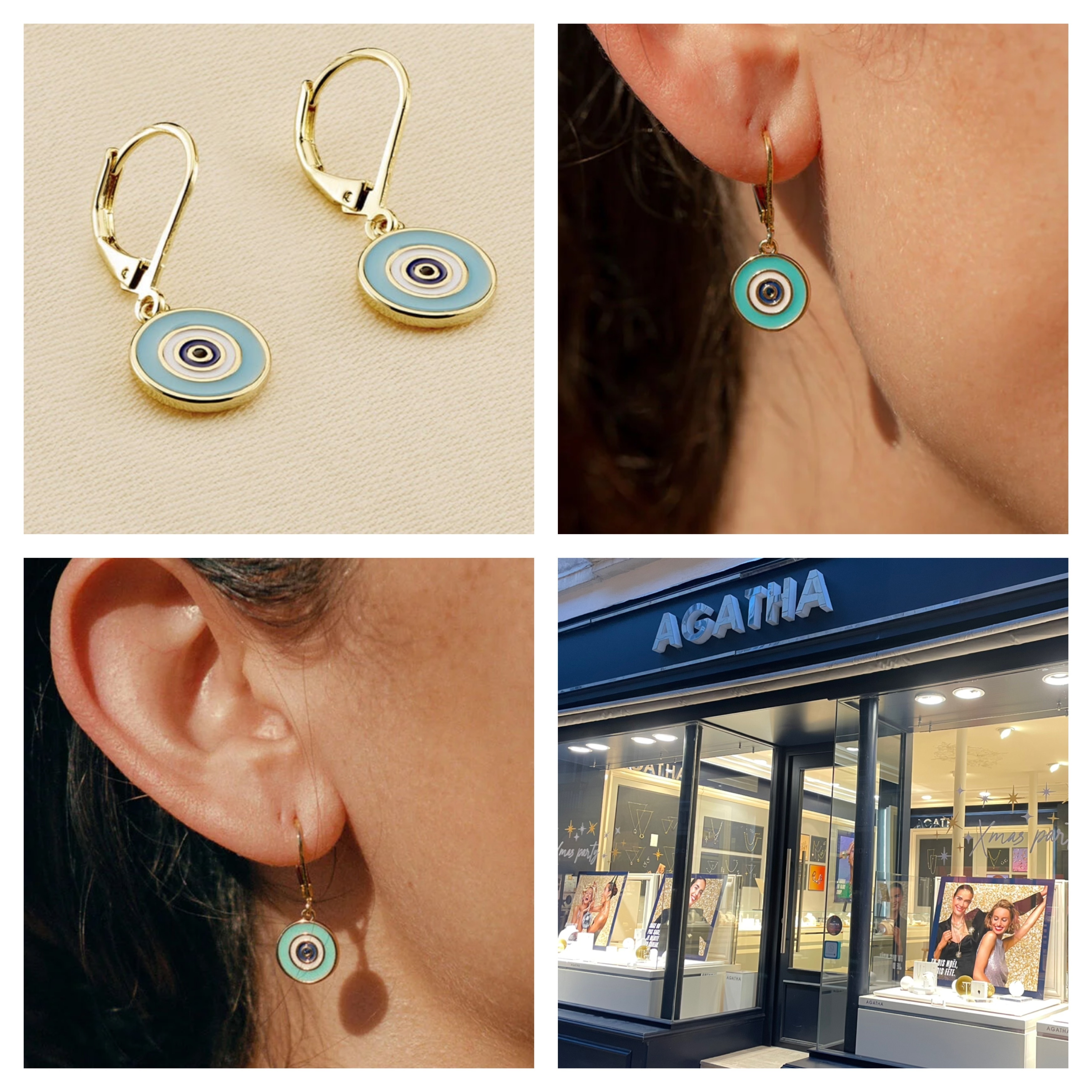 フレンチワイヤーピアス 目 CYCLADES ターコイズ×ゴールド