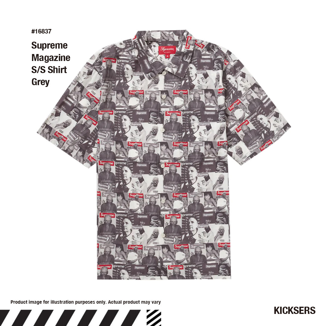 Supreme Magazine Shirt シュプリームマガジン半袖シャツグレー 見事な
