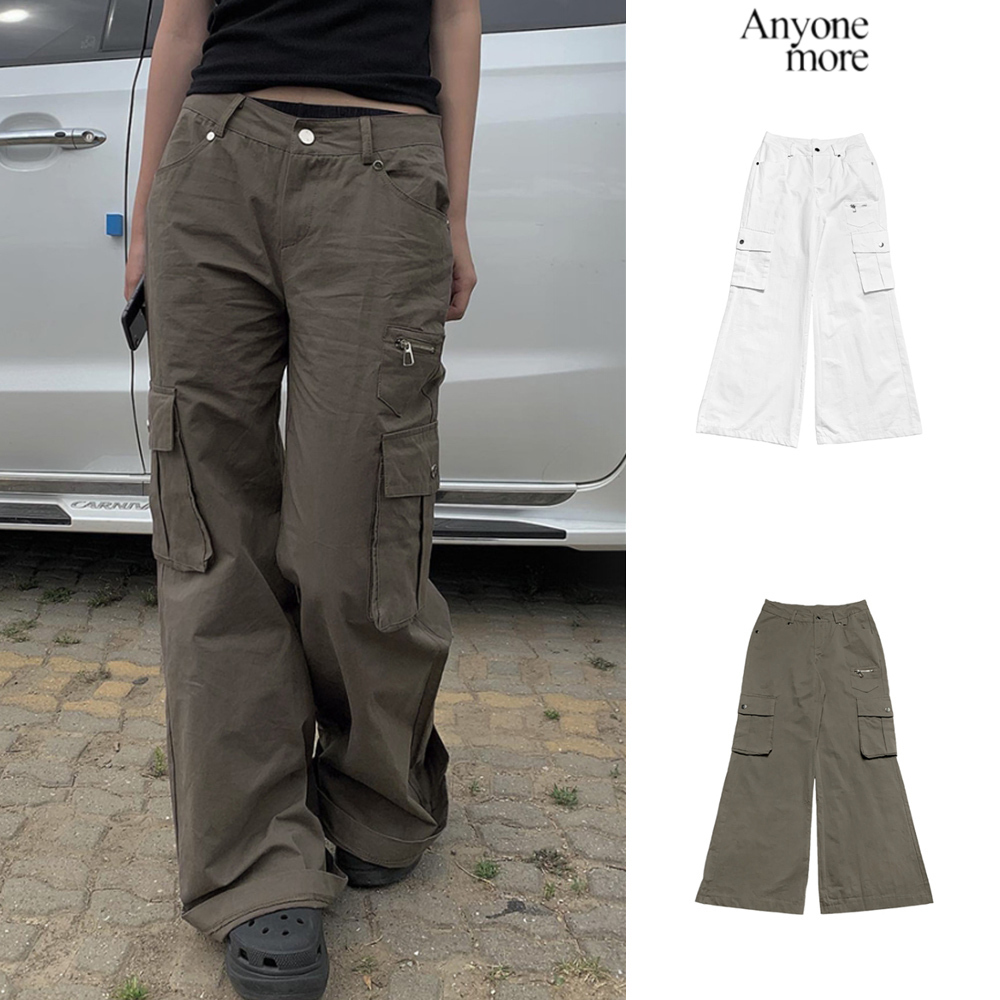 【Anyone more】Leta Cotton Cargo Maxi Wide Pants