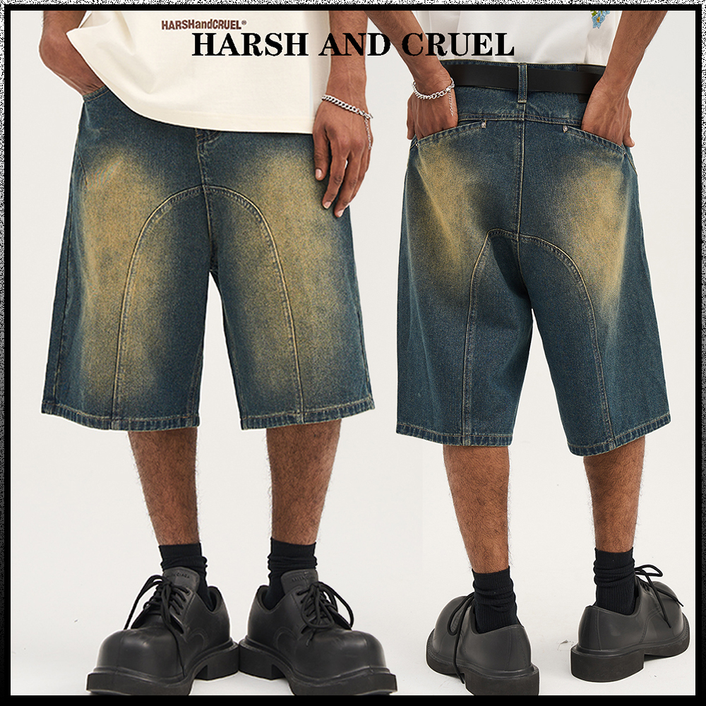 HARSH AND CRUEL ハーフパンツ レトロ ストリート カジュアル
