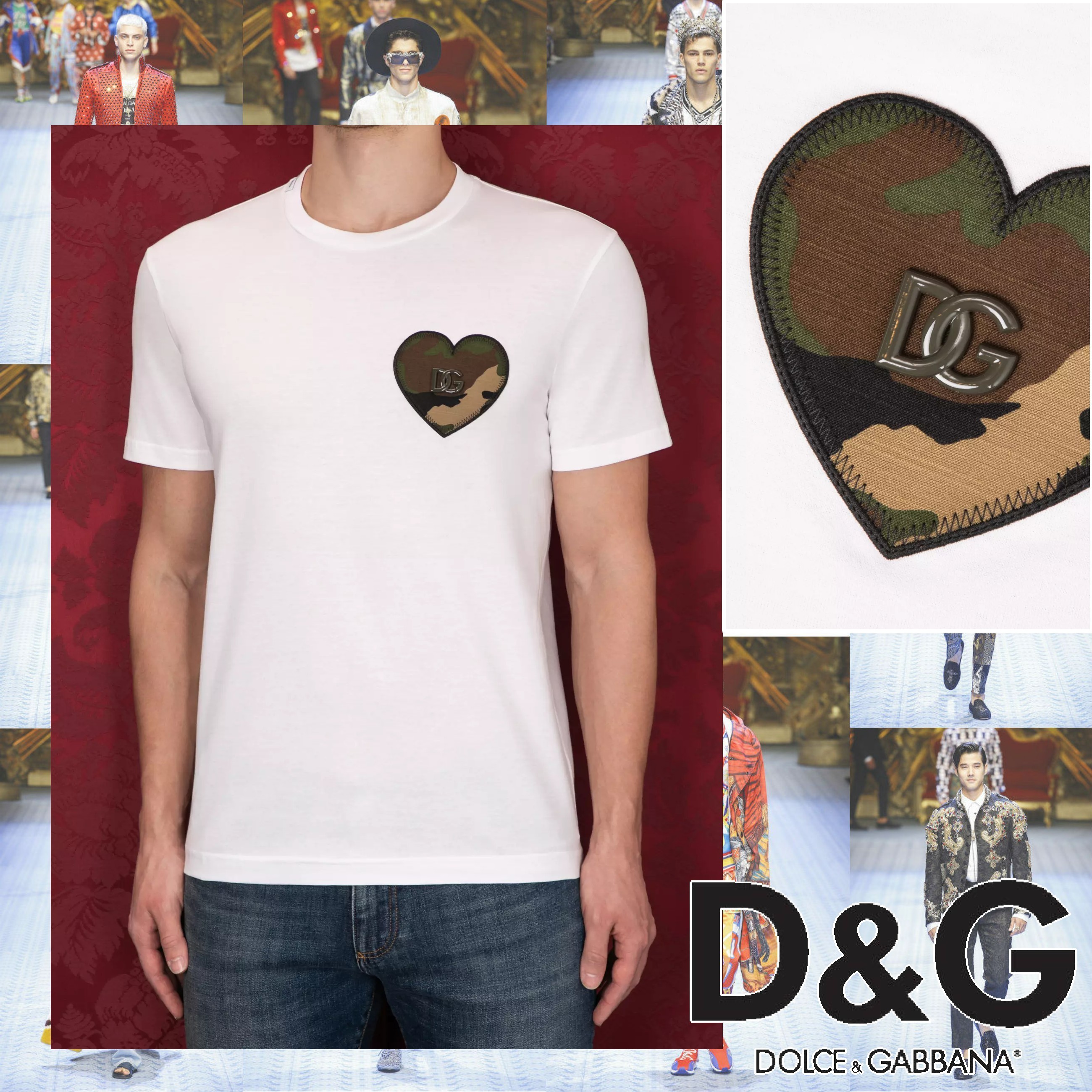 Dolce & Gabbana DG カモフラージュ ハート コットン Tシャツ