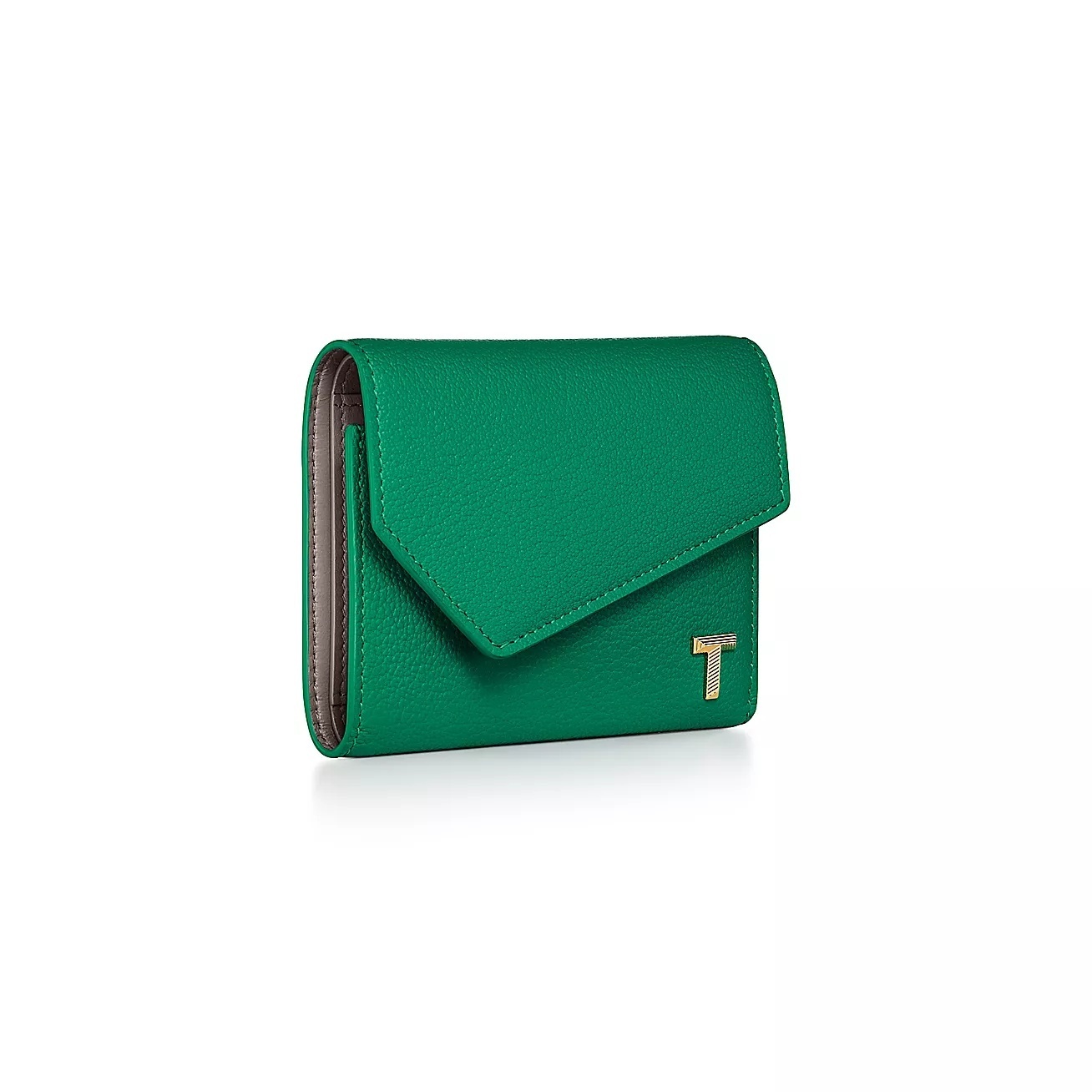 Tiffany & Co.☆すぐ届く♪鮮やかな緑！Tウォレット三つ折り財布