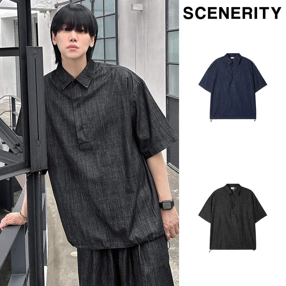 【SCENERITY】Denim skipper shirt
