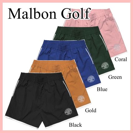 Malbon Golf More Shorts Unisex Nylon Street Style Plain Logo Shorts