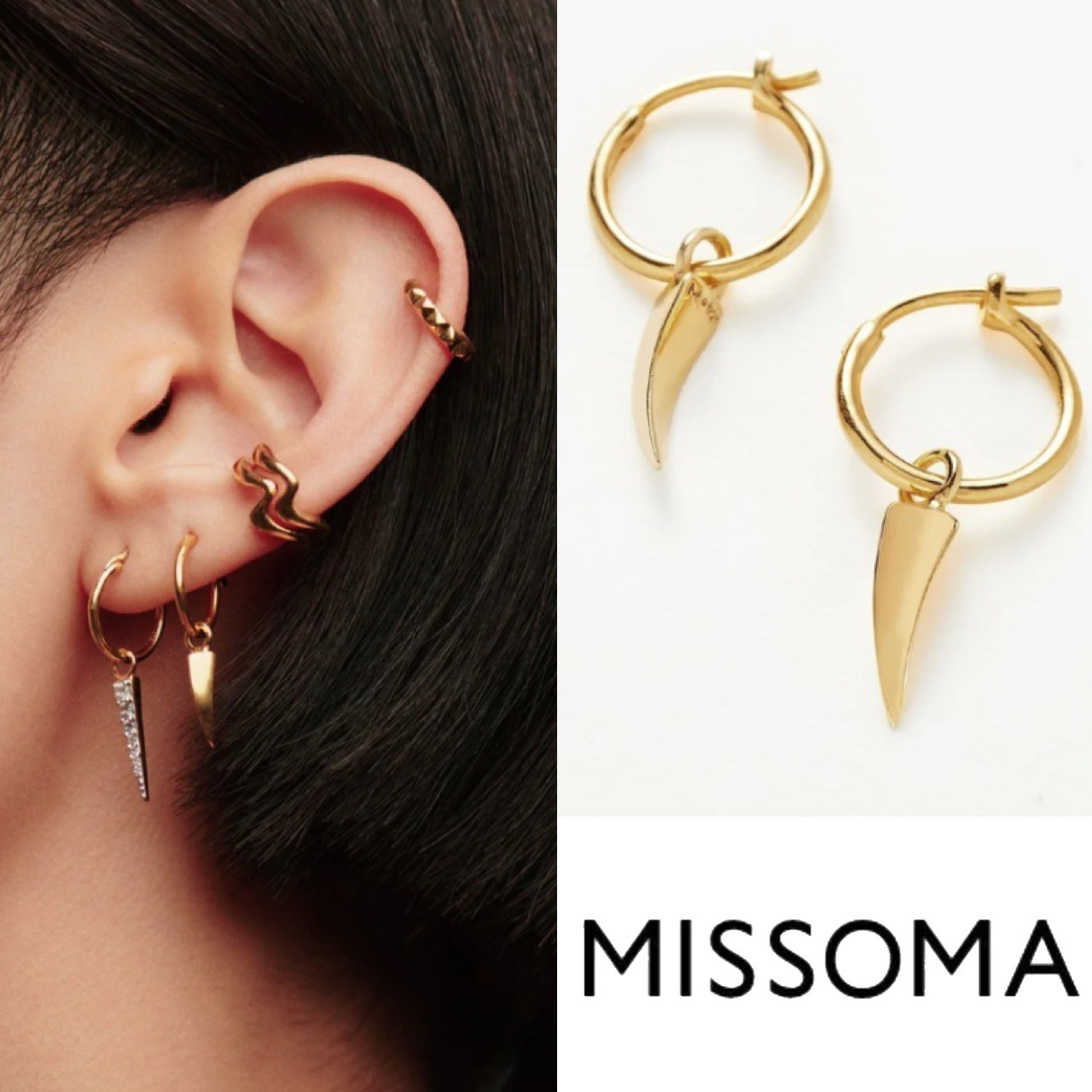 大人気【MISSOMA】ミニクローチャームフープ ピアス