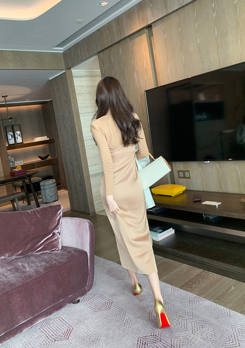 ドレス ロング丈 無地 長袖 上品 レトロ パーティー 結婚式 韓国 ドレス ロング丈 無地 長袖 上品 レトロ パーティー 結婚式 韓国