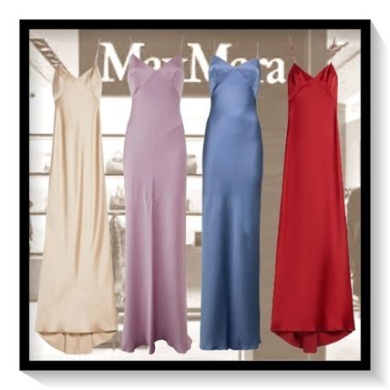 DT★Max Mara★victoria サテンロングドレス サテン Max Mara(マックスマーラ) パーティードレス(レディース