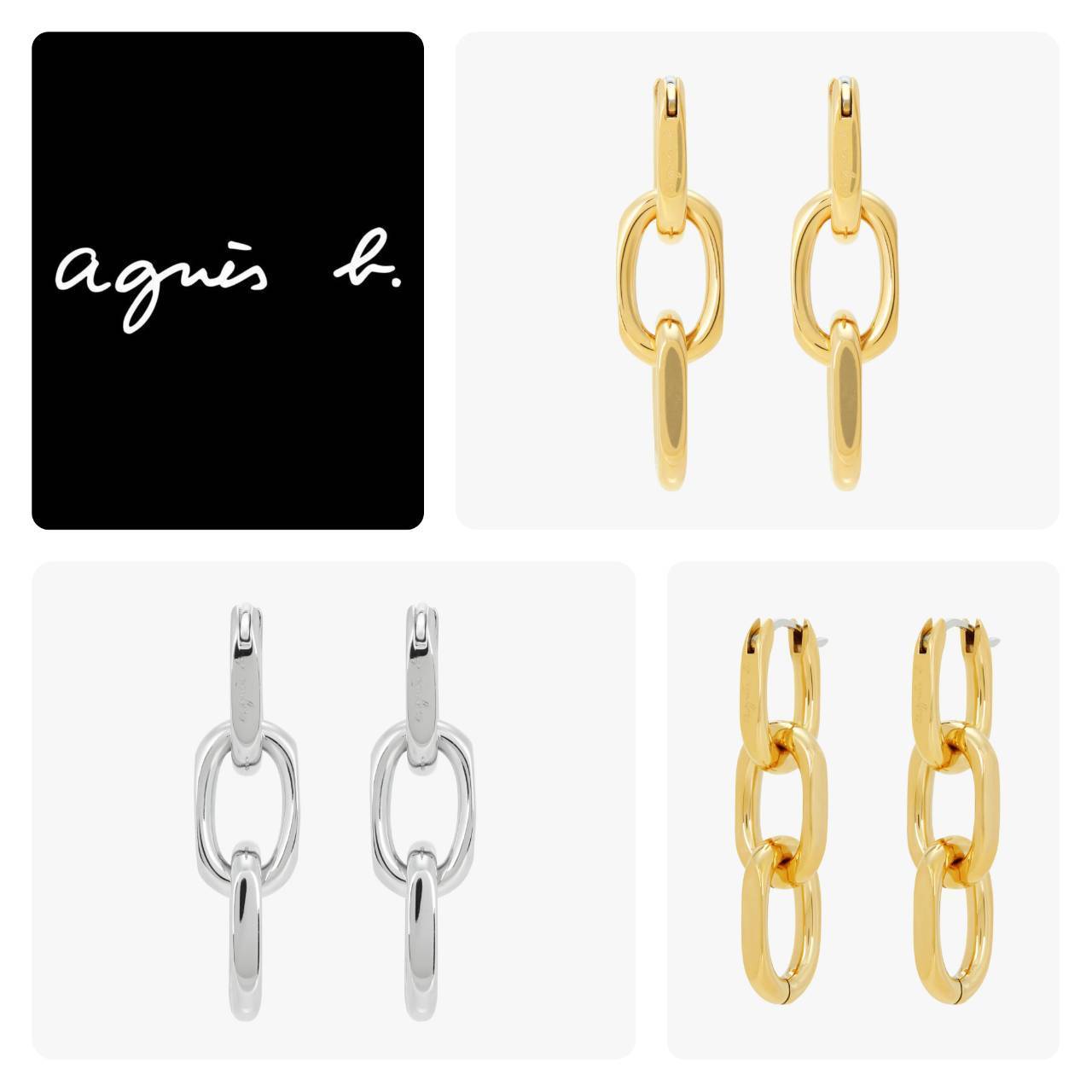 ■agnes b.■ 耳環 レディースツートーンチェーンピアス/送料込