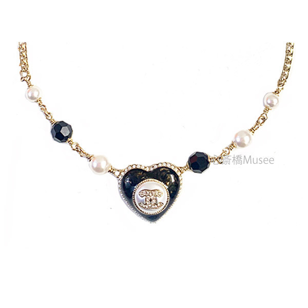 CHANEL チョーカー ゴールド パール ブラック ストーン AB9382
