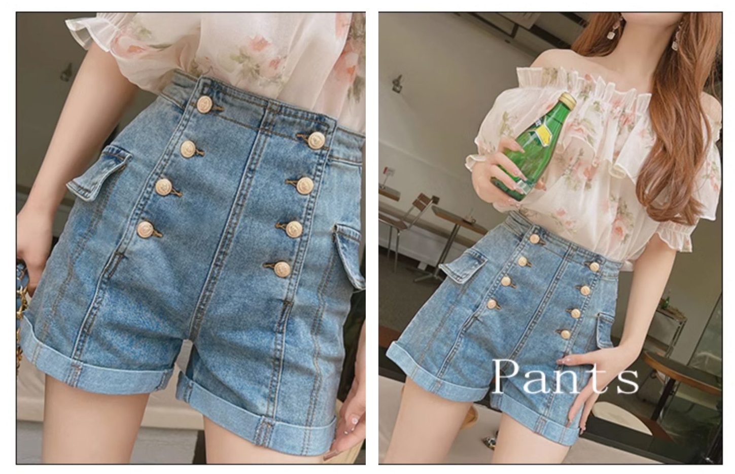 DABUWAWA 上品 キュート ビジュー サテンのショートパンツ 2色