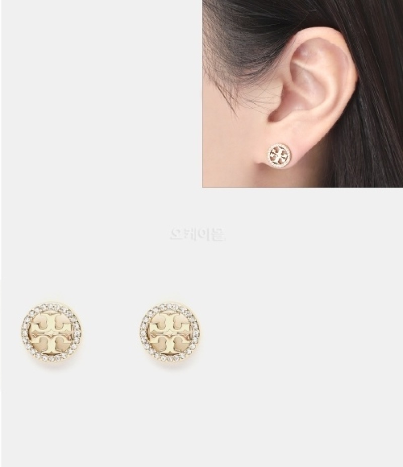 TORY BURCH｜JEWERLY (CRYSTAL LOGO CIRCLE STUD EARRING (5