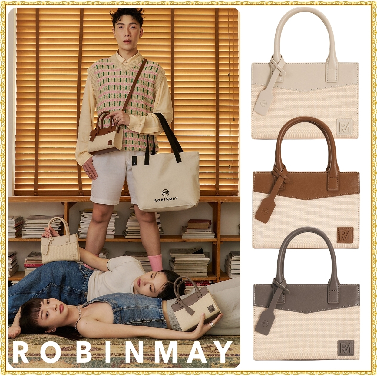送料込★ROBINMAY★JUST MINE手提包★2way 竹編ショルダーバッグ