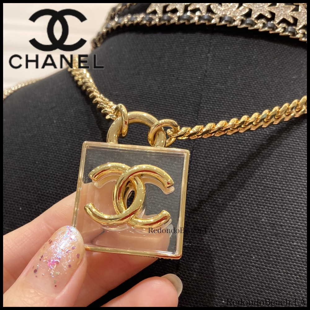 【希少】クリア＆スクエアがお洒落★CHANEL★ネックレス★CCロゴ