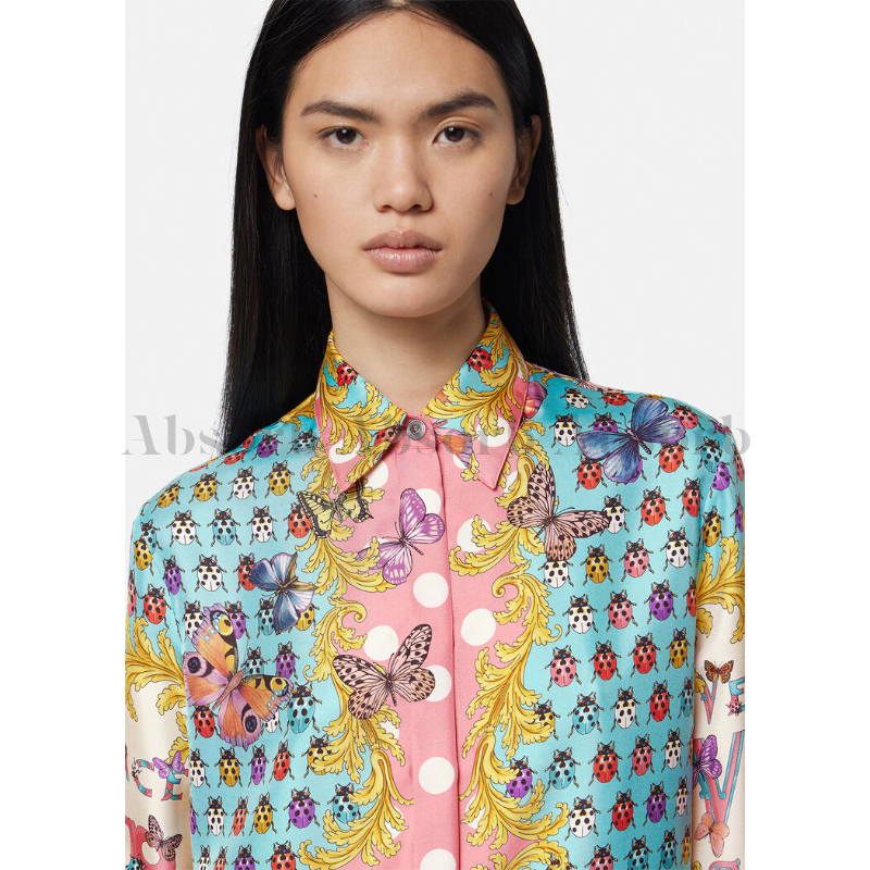 23SS NEW】VERSACE_women / バタフライ シルク長袖シャツ /2色