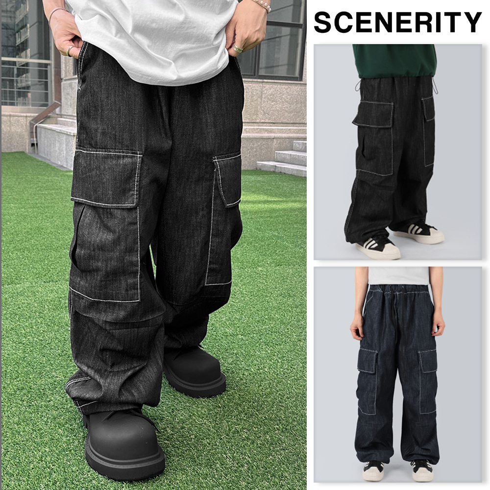 【SCENERITY】Faded cargo denim