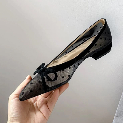 フラット ドット シースルー メッシュ  シューズ バレー