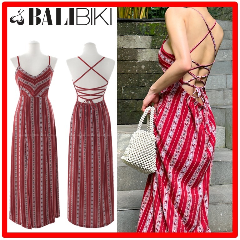 ☆韓国の人気☆【BALIBIKI】☆Wine Ethnic Maxi Dres.s☆