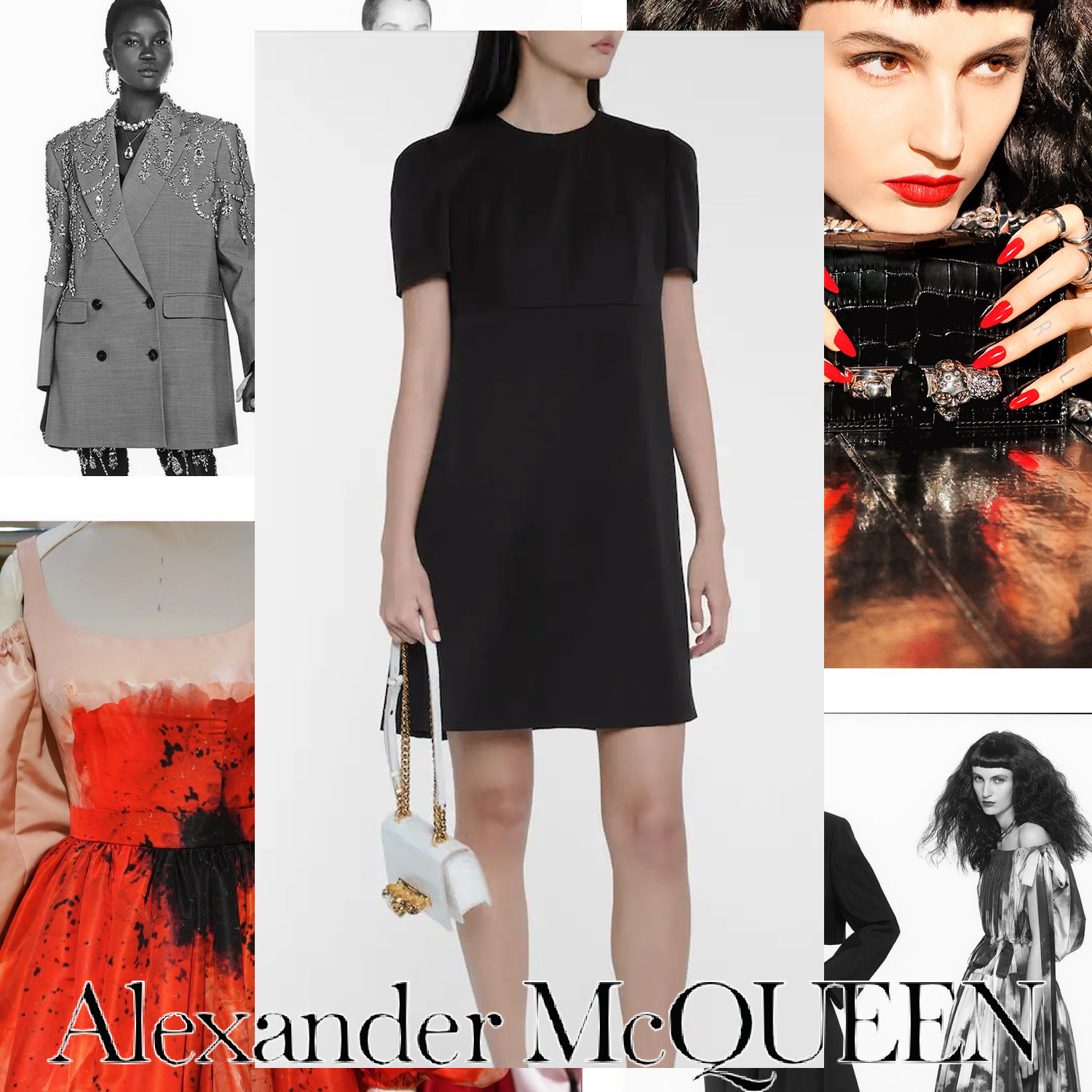 Alexander McQueen プリーツバージンウール ミニドレス ブラック
