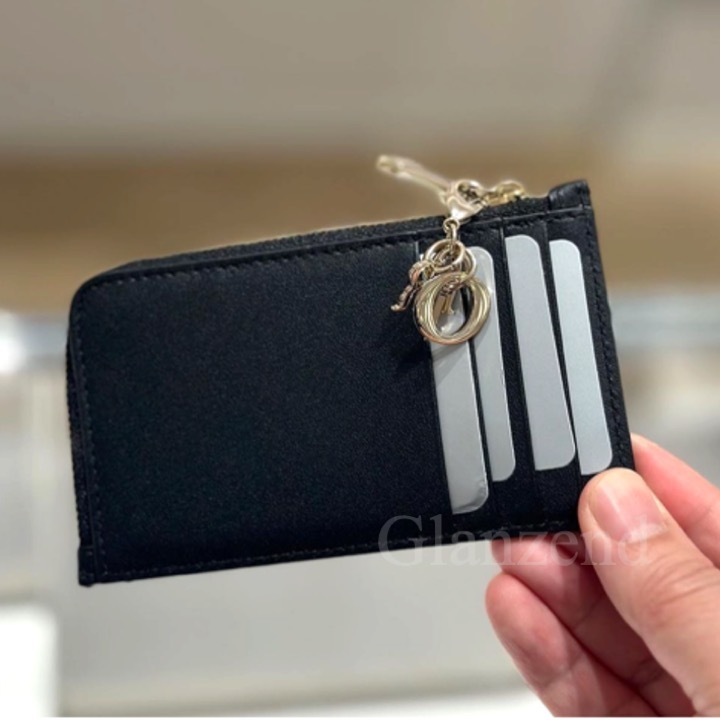 【Dior】《Lady Dior》コンパクト ジップ カードホルダー