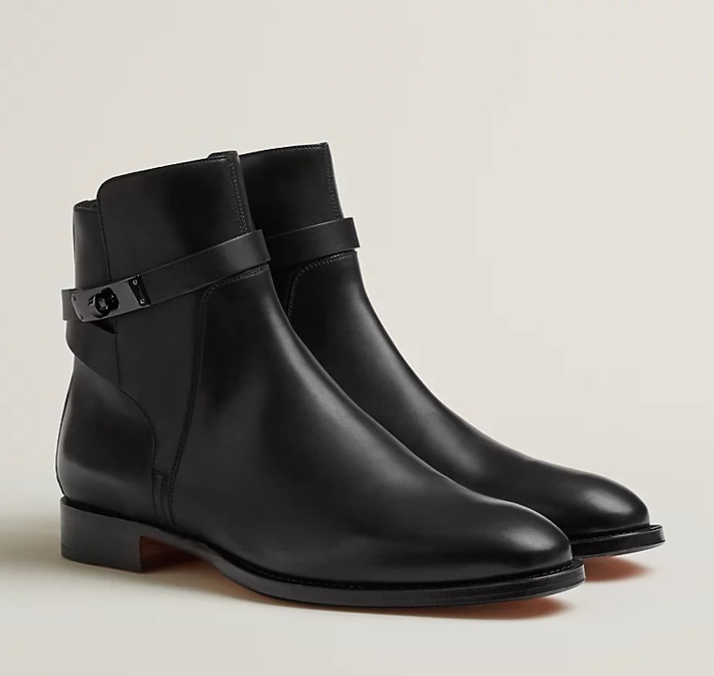 HERMES フォーチュン アンクルブーツ ケリーバックル付 カーフ
