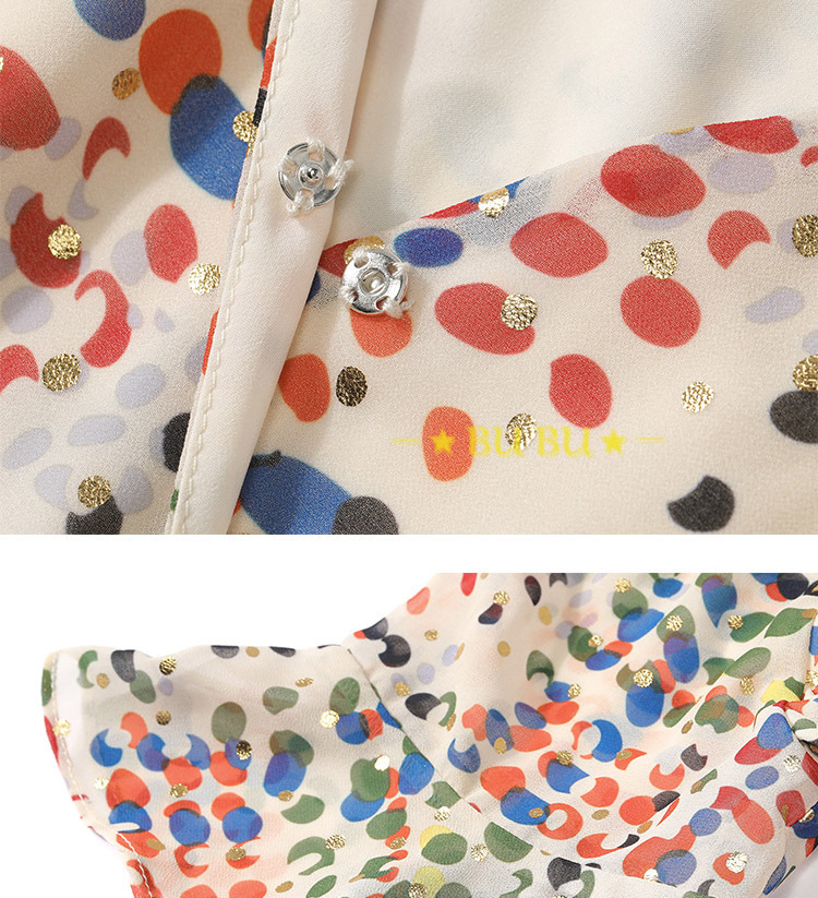 ELFSACK キュート ドット柄プリント vネック ロング ワンピース