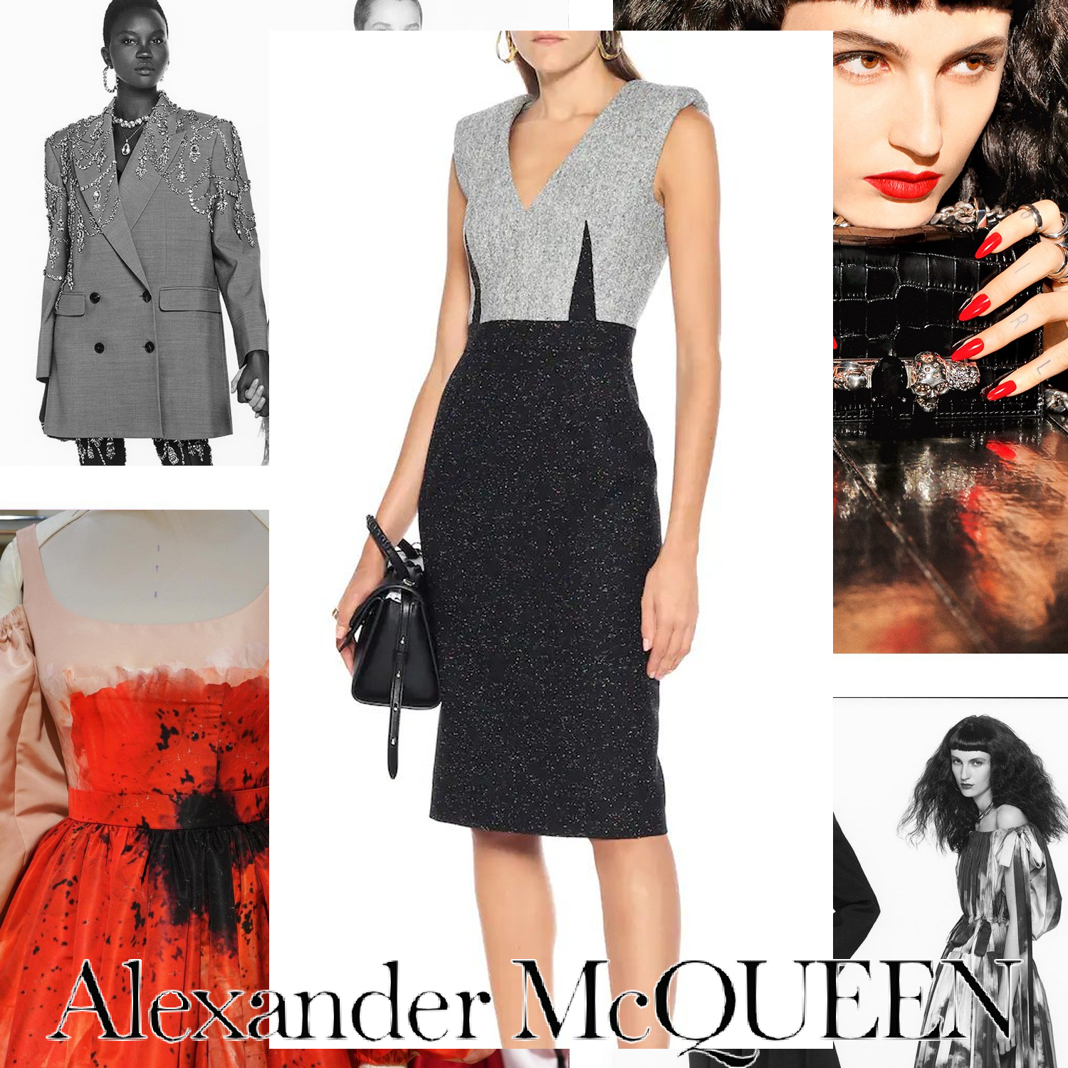 Alexander McQueen ウールブレンドツイード シフトドレス