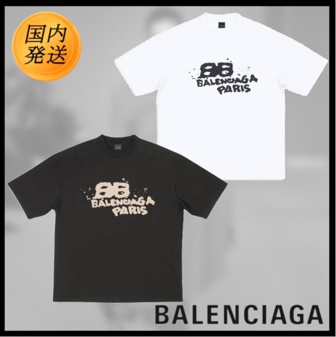 割引特売 BALENCIAGA】HAND DRAWN BB ICON Tシャツ ロゴ メンズ