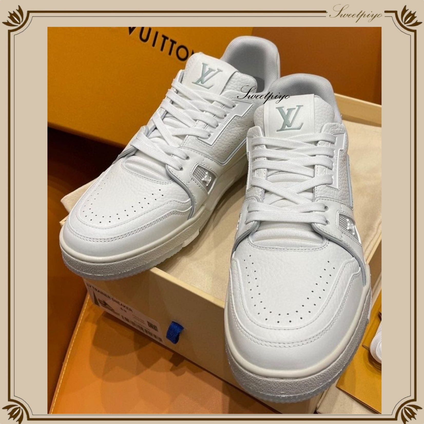 Louis Vuitton White/Grey LV Trainer Sneakers EU 37.5