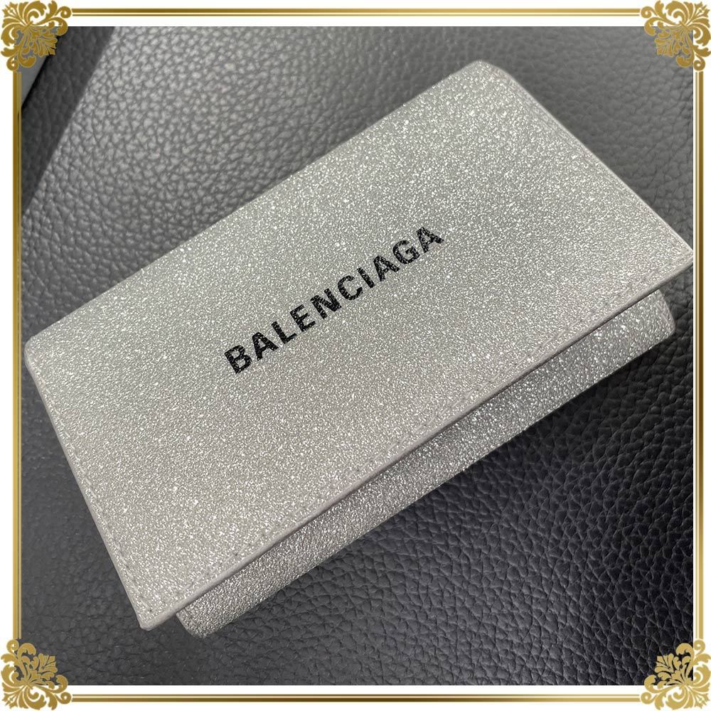web限定セール 国内発☆BALENCIAGA シルバー グリッター CASH 6連キーケース 小物