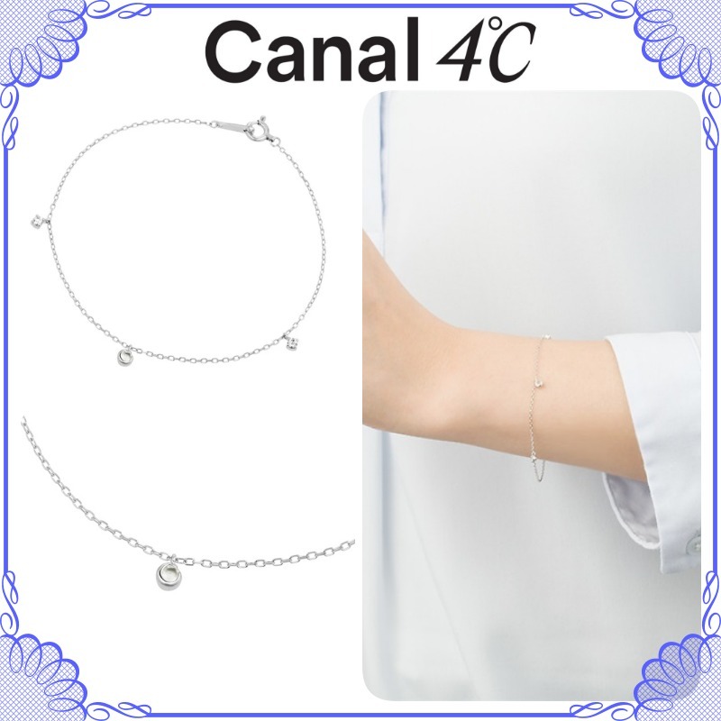 大人気!! Canal 4℃ K10 ホワイトゴールド ストーンブレスレット