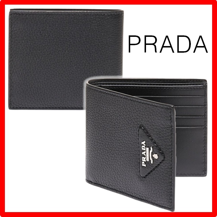 ★【PRADA】★ヴィッテロダイノレザー ロゴ 二つ折り財.布★