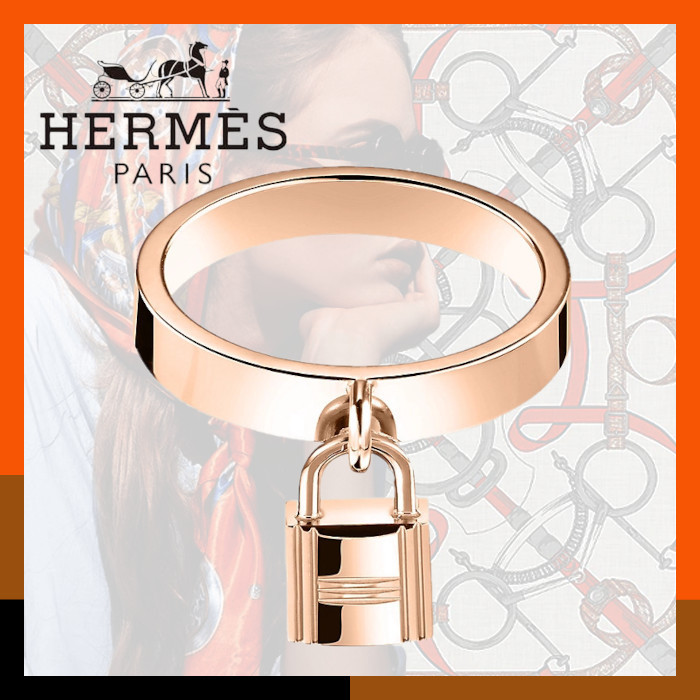 HERMES 上品 リング ピンクゴールド ケリー Kelly Clochette MM