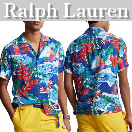 Ralph Lauren Shirts Tropical Patterns Short Sleeves Surf Style Shirts