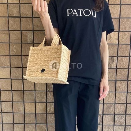 PATOU Straw Bags 2WAY Plain Logo Straw Bags