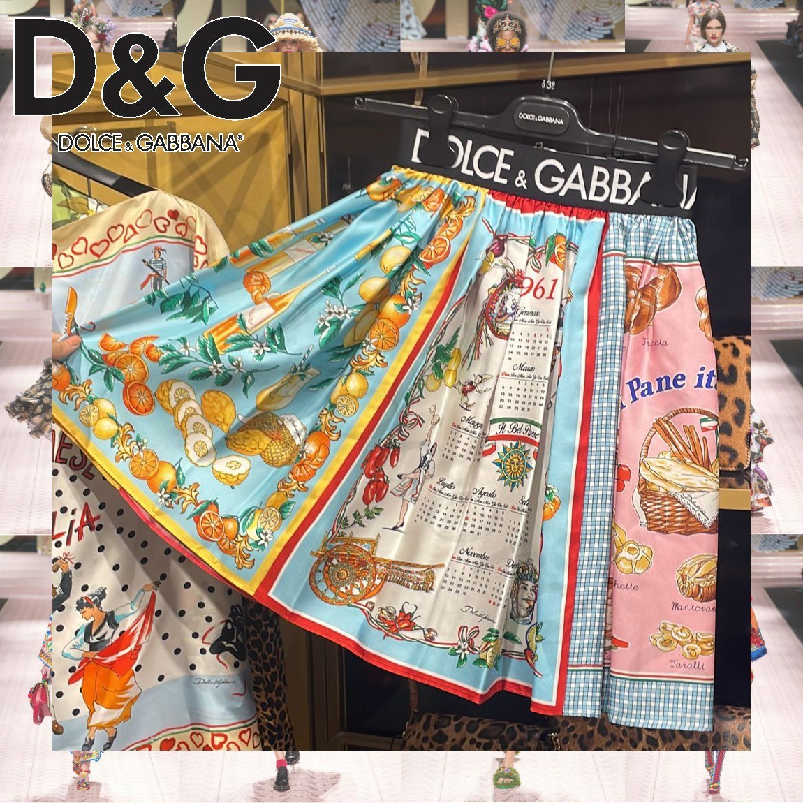 Dolce & Gabbana ブランドロゴ ミックスプリント ミニスカート