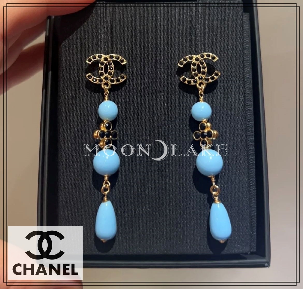 《23A★》CHANEL ピアス ゆらゆら ブルー