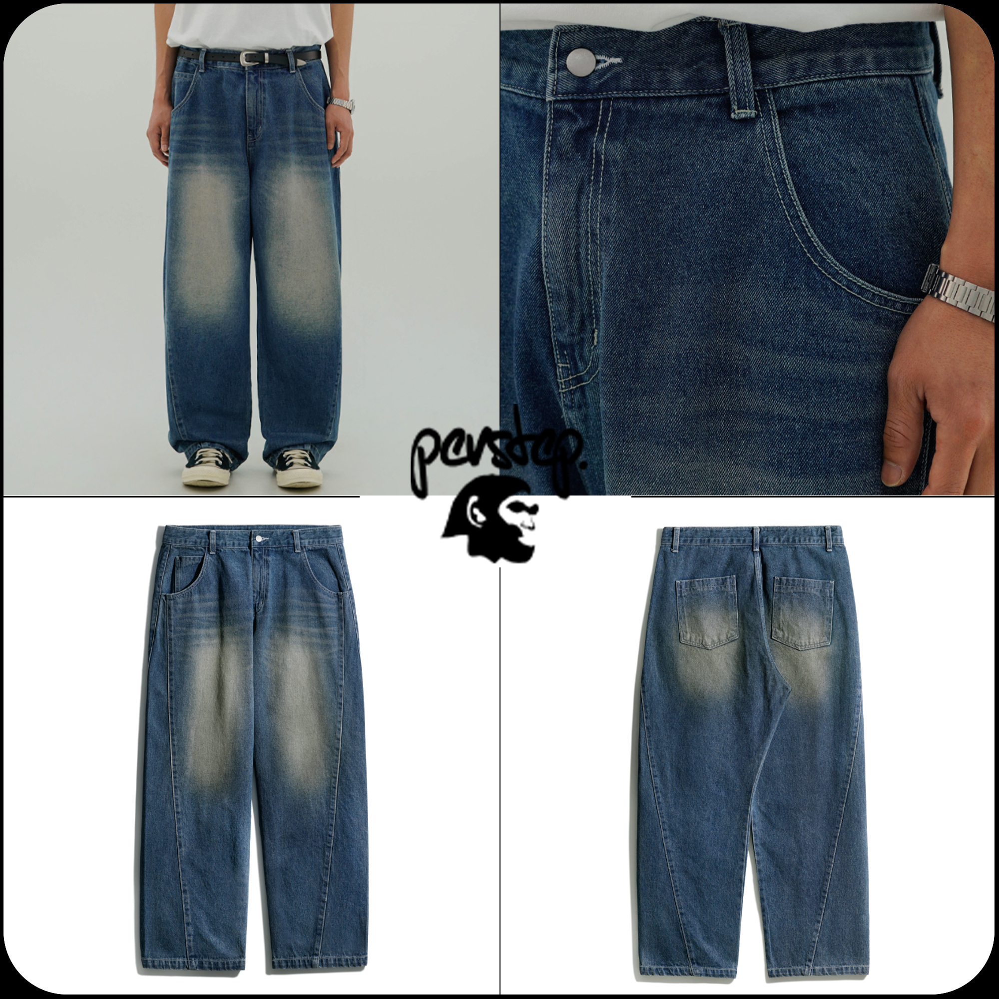 [PERSTEP]★MISTY CURVED DENIM PANTS