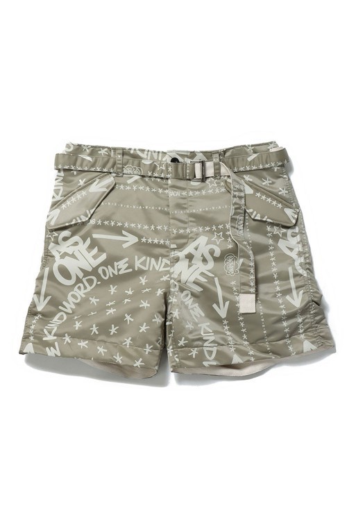 sacai×Eric Haze】 デニム ストライププリント ハーフパンツ