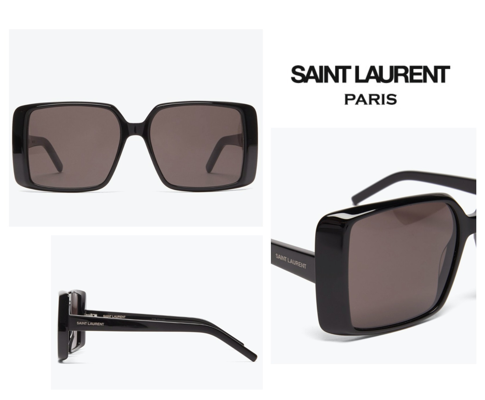 【Saint Laurent】 ブラック スクエアフレーム サングラス