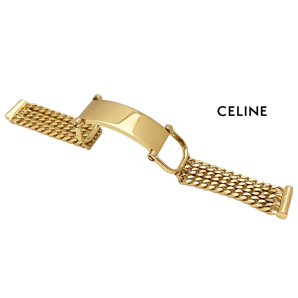 セリーヌCELINE プレート&チェーン ブレスレット ゴールド