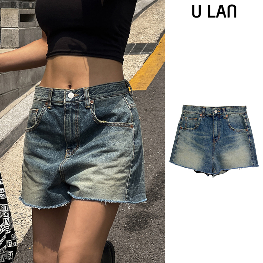 【U LAN】Bohemian Half-Length Denim Pants