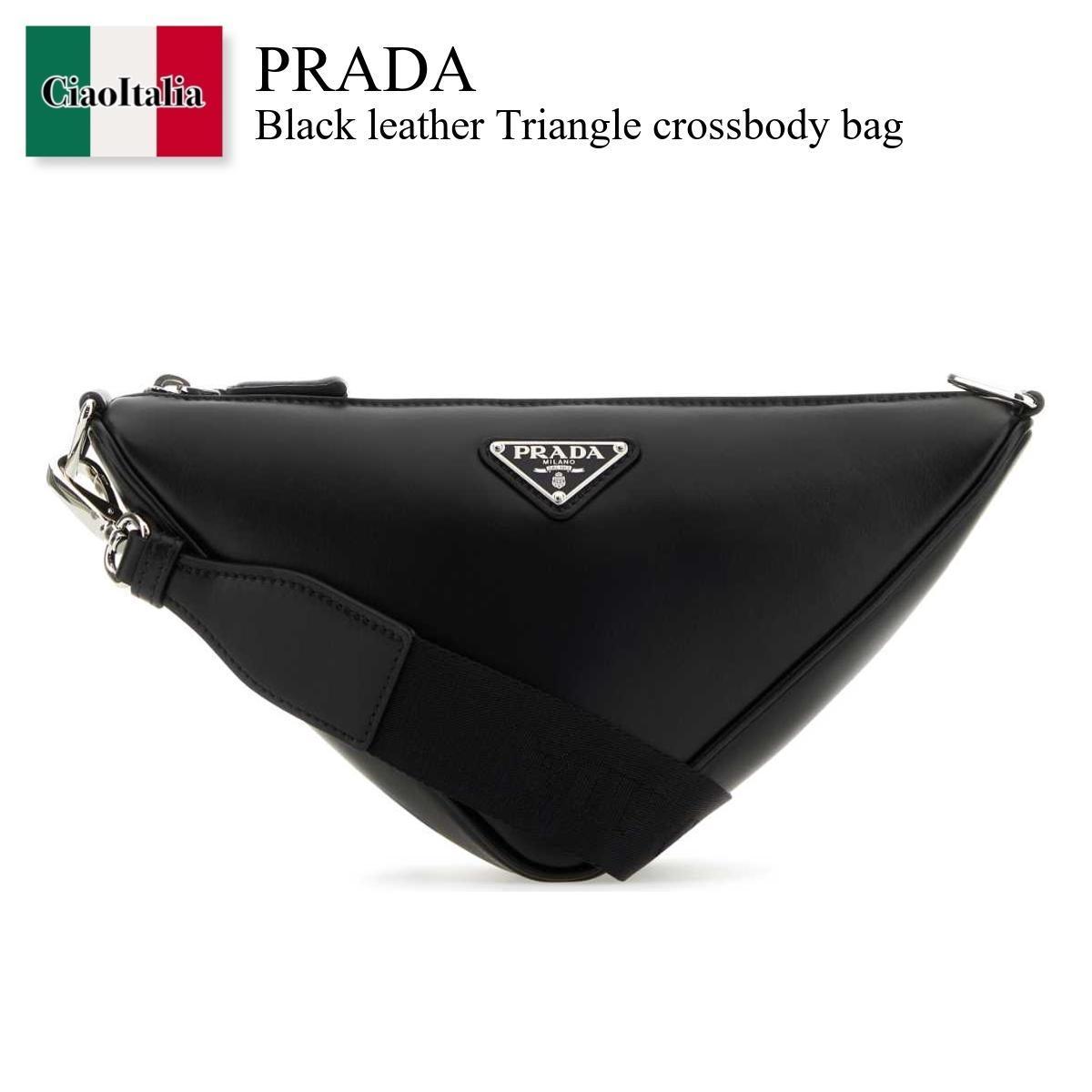 ショルダーバッグ Prada Black Leather Triangle Crossbody Bag