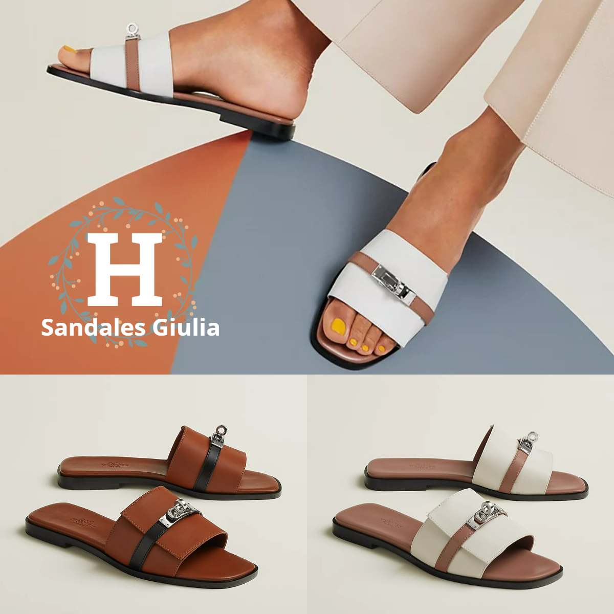 新色*Hermes*Sandales Giulia*ケリーバックルフラットサンダル