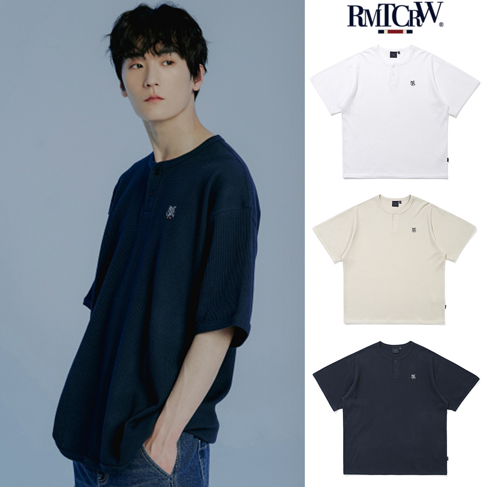 【ROMANTIC CROWN】23SS★ BUTTON UP WAFFLE HENLEY NECK