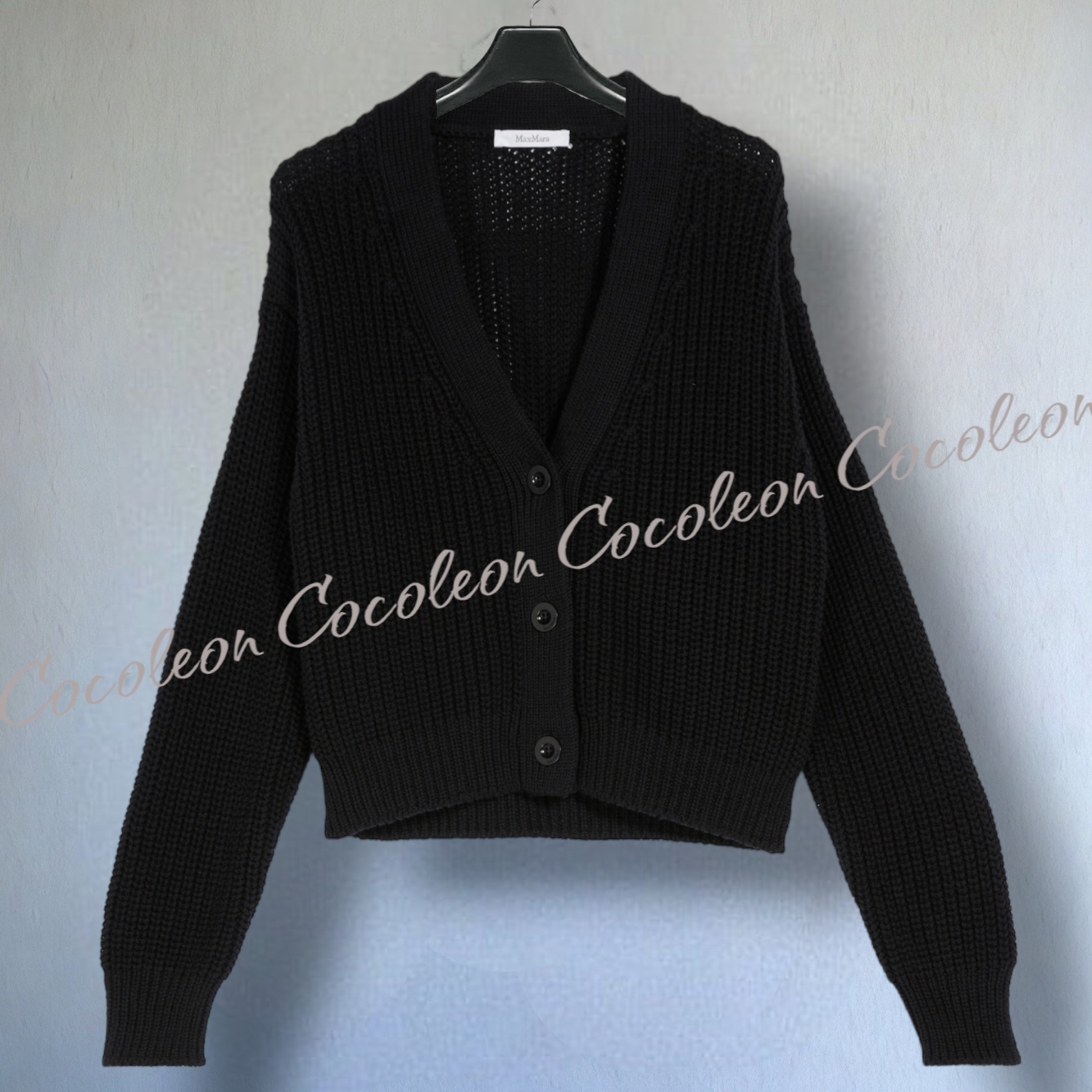 23SS新作【MaxMara】Cardigan over in cotone ニット 黒