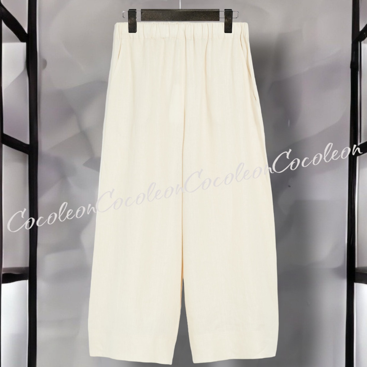 大人気【MAXMARA】Pantaloni in tela di lino ピュアリネン 白