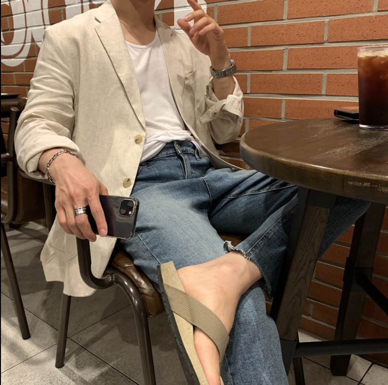 メンズサマージャケット綿麻薄手夏きれいめ