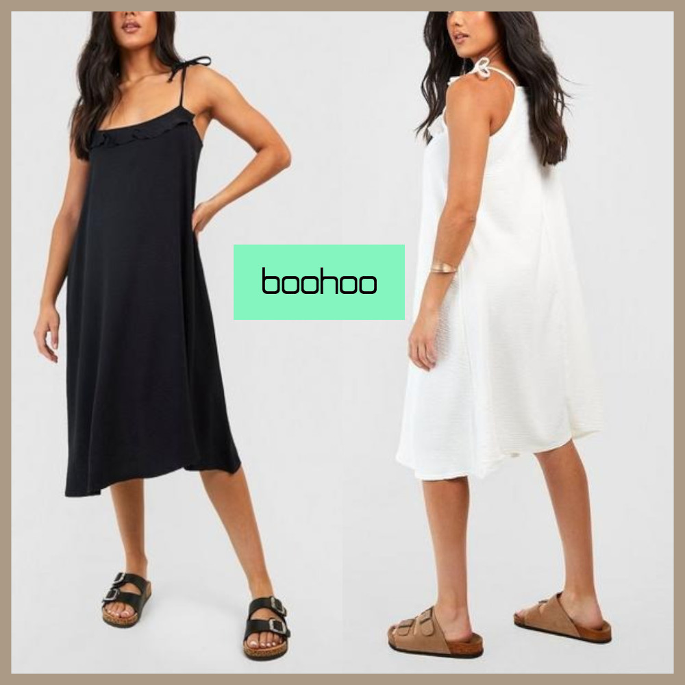 ★boohoo★ マタニティ タイ ストラップ フリル ドレス